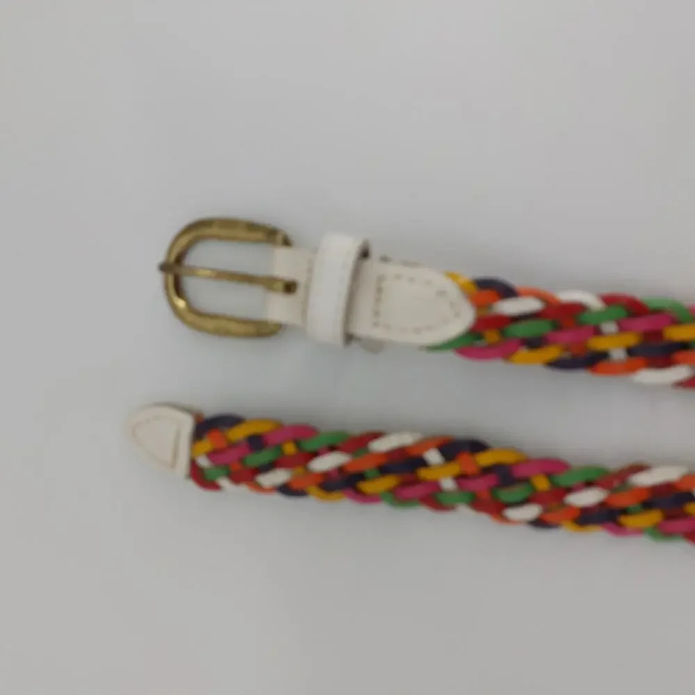 Vintage Womens Small Medium Belt Multi colored Braided Belt Rainbow 80s 90s